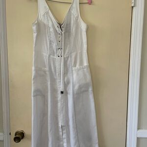 White Lace-Up Sleeveless Dress